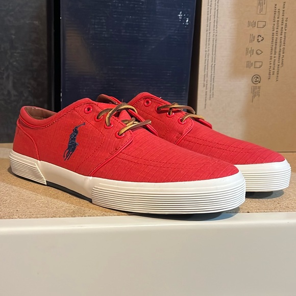 Polo Ralph Lauren Faxon Ripstop shoes sneakers new red Mens Size 11.5 - Picture 1 of 13